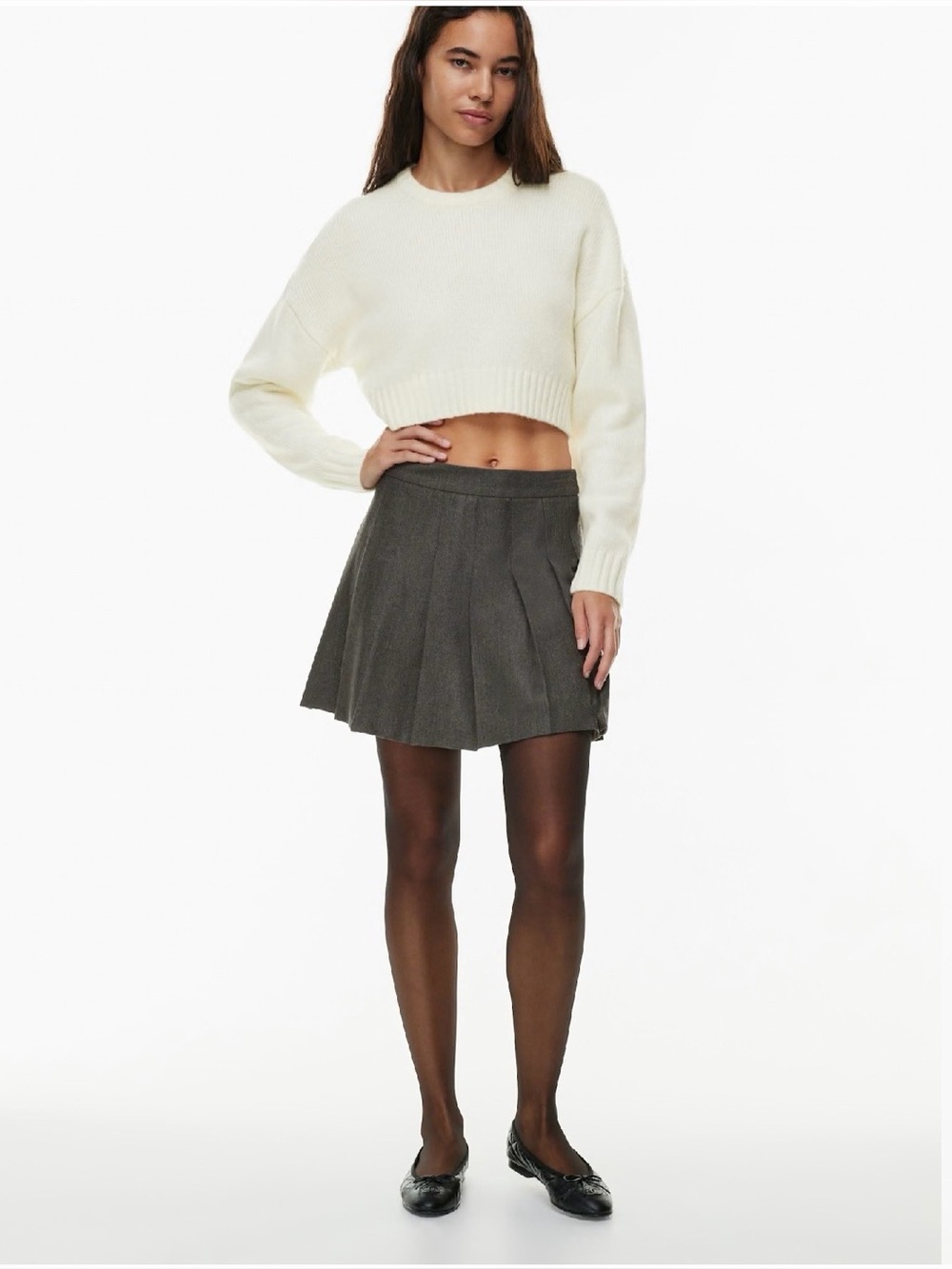 Sunday Best/ Aritzia Peggy Cropped Merino Wool Sweater – Cream/ Light Birch -Med